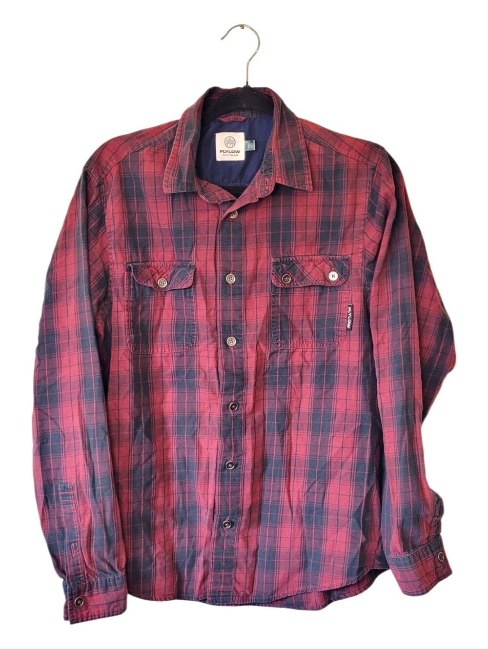 Flylow Red & Black Plaid Button-Up Shirt Size M
